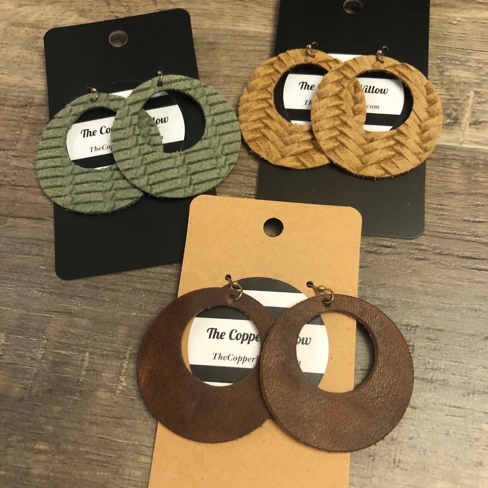 6 Pack of Genuine Leather Hoop Earrings